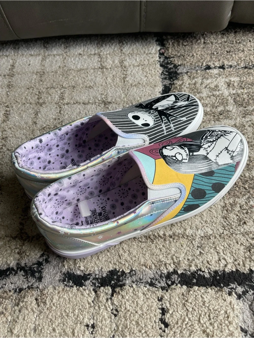 The Nightmare Before Christmas Sally and Jack Skellington Slip On Shoes